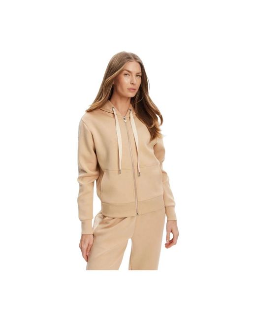 Guess Hoodies & Sweatvesten ,Polyester Sweatshirt Met Rits in het Natural