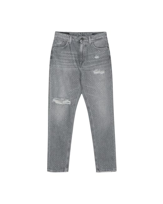 Jeans 5 bolsillos strass Dondup de color Gray