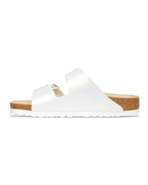Birkenstock White Weiße glänzende sandalen