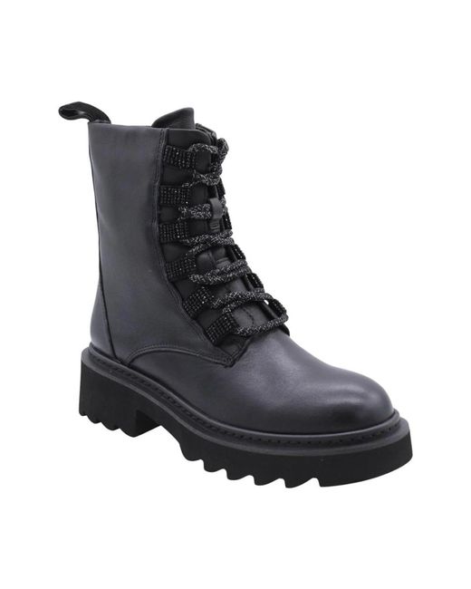 Tosca Blu Black Lace-Up Boots