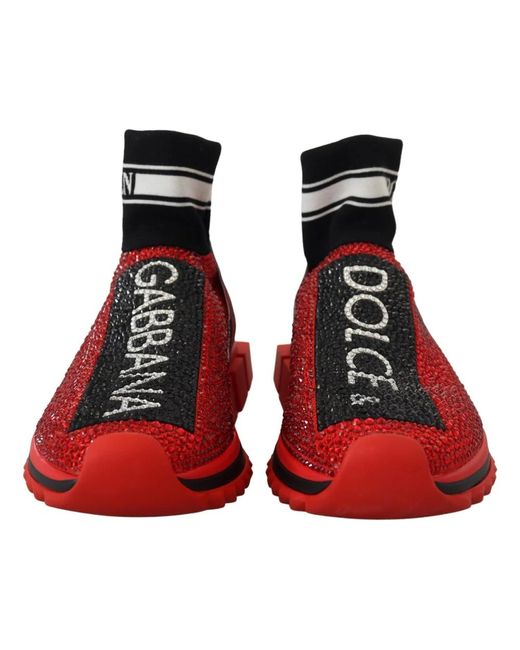 Dolce & Gabbana Red Exquisite Sorrento Slip-On Sneakers