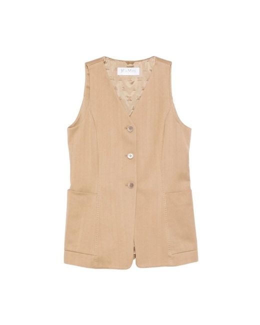 Max Mara Jassen ,Katoen Gilet Falla in het Natural
