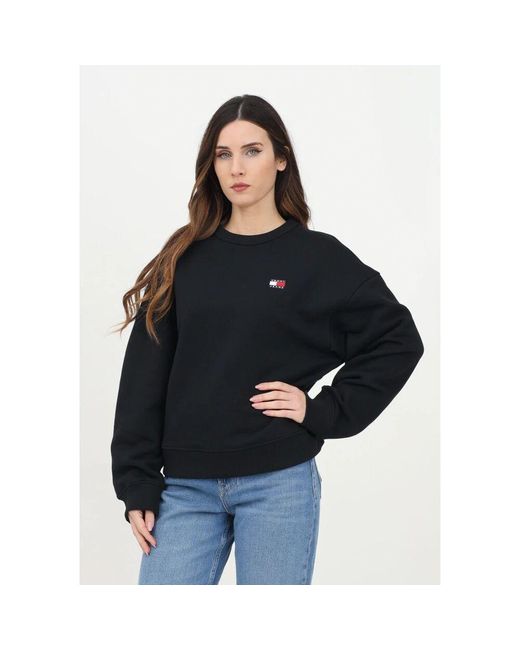 Tommy Hilfiger Black Schwarzer rundhalspullover moderner schnitt