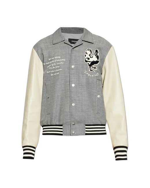 DSquared² Houndstooth Patch Varsity Jacket in het Gray voor heren