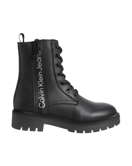 Calvin Klein Black Lace-Up Boots