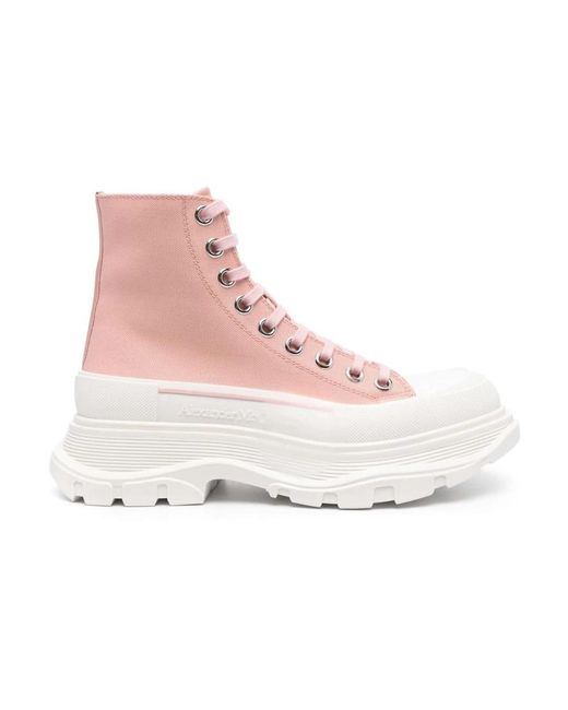 Alexander McQueen Pink Lace-Up Boots