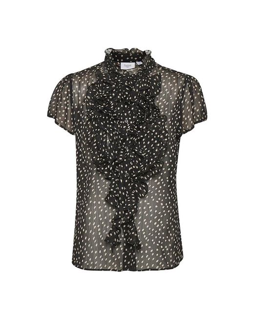 Saint Tropez Overhemden ,Zwart ,Polyester Elegante Polka Dot Korte Mouw Shirt in het Black