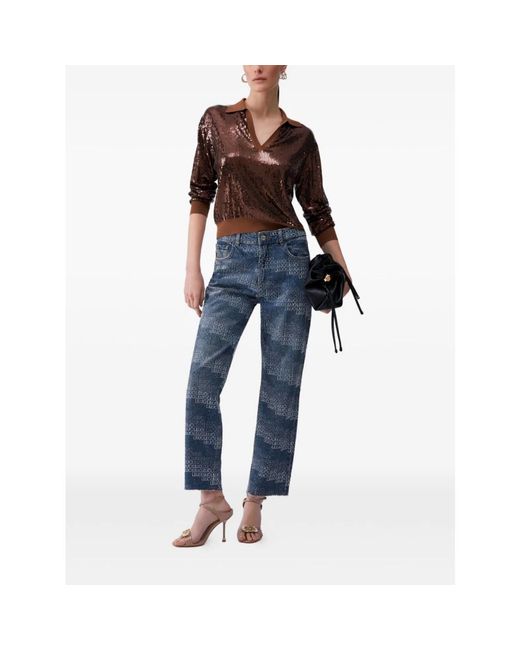 Liu Jo Brown V-Neck Knitwear