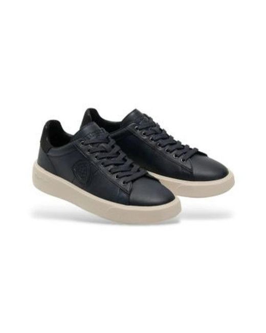 Blauer Nubuck Sneaker in Black für Herren
