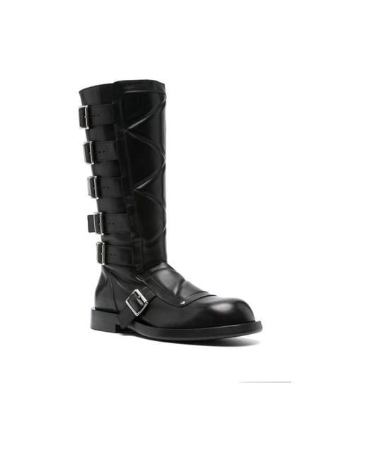 Ann Demeulemeester Schwarze lederstiefeletten mit seitlichem reißverschluss in Black für Herren