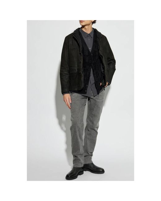 AllSaints Jassen ,Zwart ,Suède Suède Jas Survey Met Vintage Effect in het Black voor heren