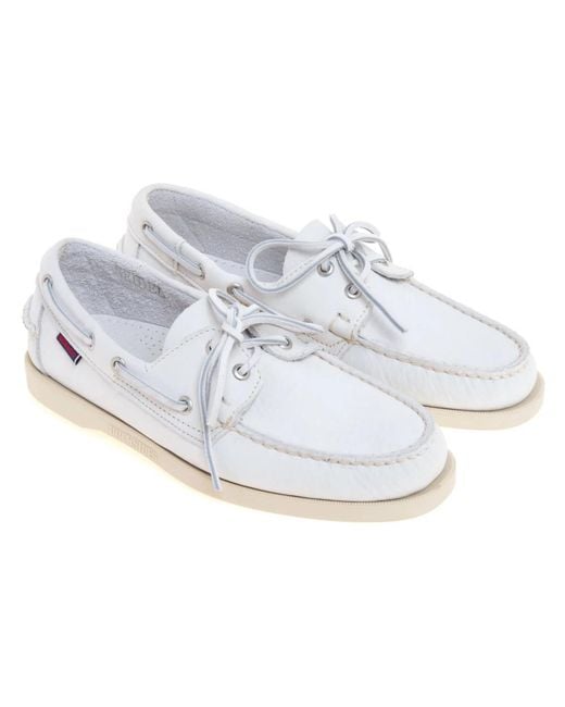 Sebago White Boat Shoes for men