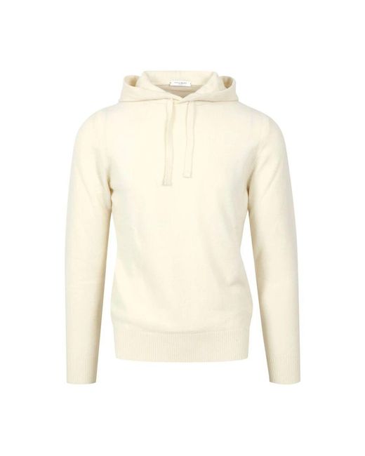 Paolo Pecora Cremefarbener wollpullover mit kapuze in Natural für Herren