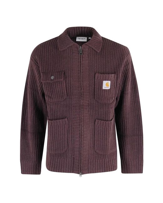 Carhartt Truien & Vesten ,Bruin ,Wol Chore Knit Jacket in het Purple voor heren
