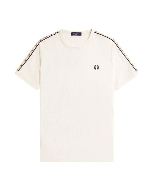 Fred Perry Tops ,Katoen Contrast Ribbed Ringer T-Shirt in het White voor heren