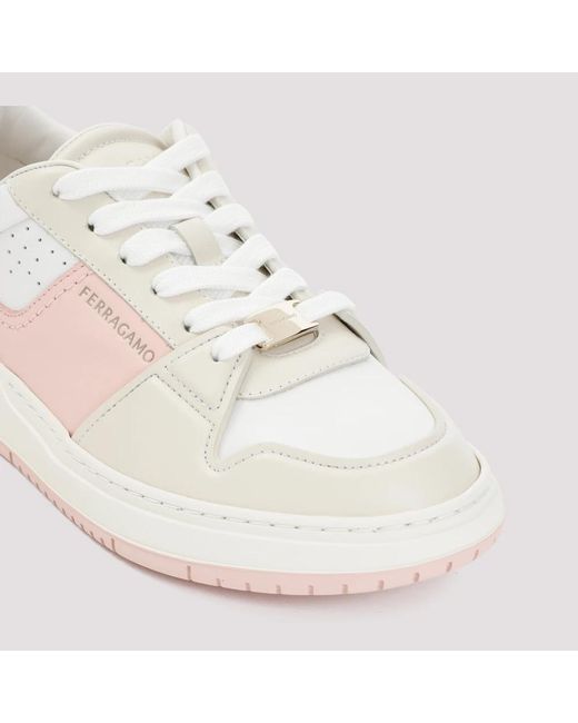 Ferragamo White Luxuriöse kalbsleder sneakers
