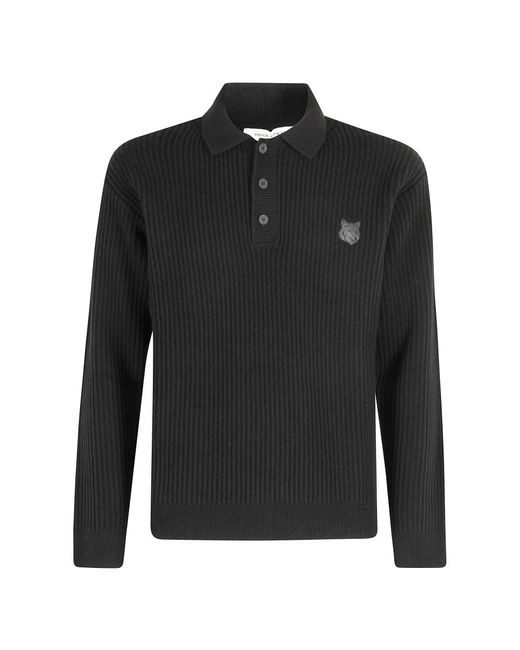 Maison Kitsuné Black Round-Neck Knitwear for men