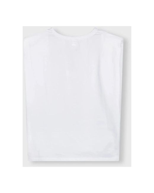 10Days White Gepolstertes ärmelloses t-shirt mit schulterpolstern