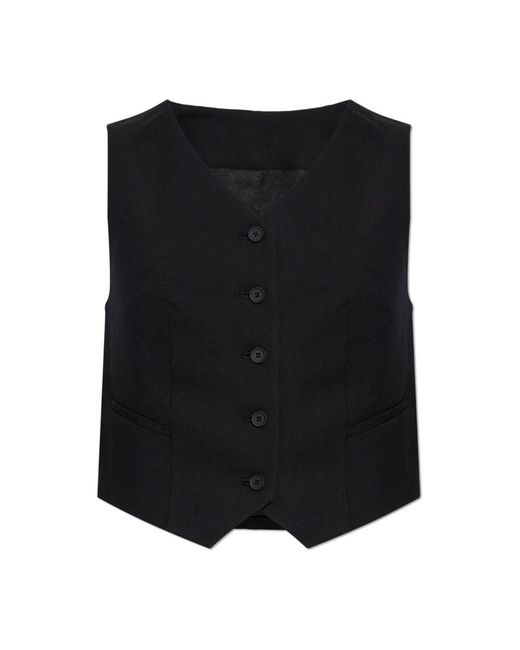 AllSaints Jassen ,Zwart ,Leer Aleida Lichtgewicht Gilet in het Black