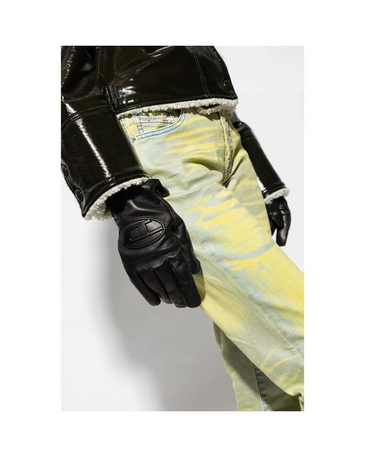 DIESEL Accessoires ,Zwart ,Leer G-Reies Leren Handschoenen in het Black