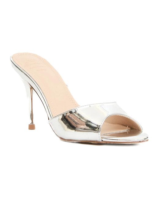 Twentyfourhaitch White Heeled Mules