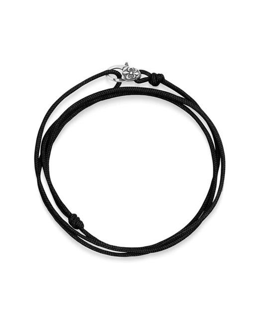 Nialaya Wrap-Around String Bracelet With Sterling Lock in het Black voor heren