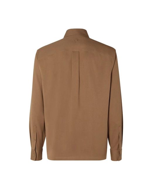Fendi Overhemden ,Bruin ,Wol Bruine Wollen Overhemd Gemaakt in het Brown voor heren