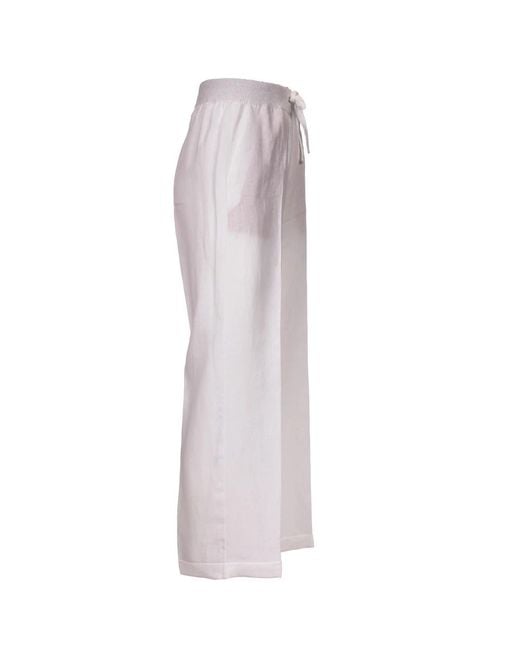 Le Tricot Perugia White Wide Trousers