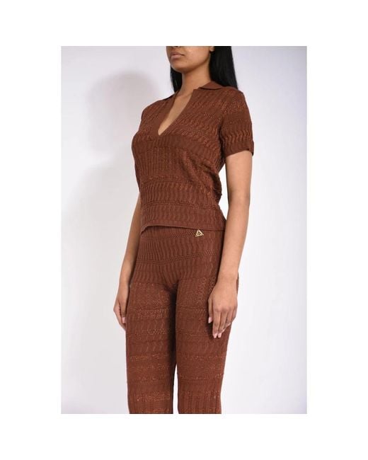 Akep Brown V-Neck Knitwear
