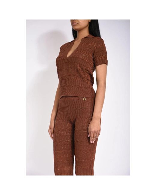 Akep Brown V-Neck Strickware