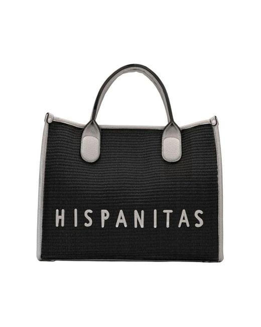 Hispanitas Black Schwarze Mesh-Shopper-Tasche Mit Logodetail
