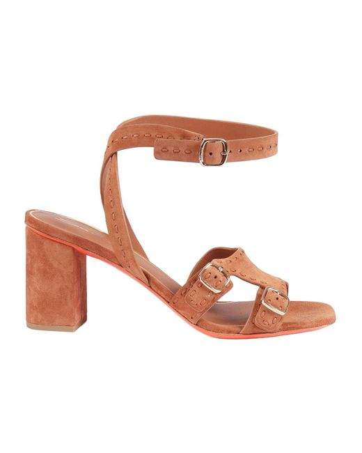 Santoni Brown High Heel Sandals