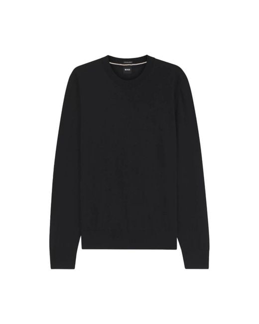 HUGO Black Round-Neck Knitwear for men