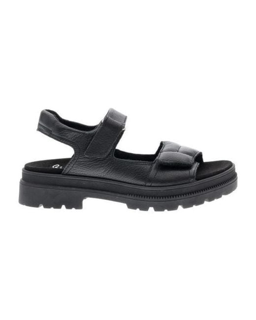 Ara Black Flat Sandals