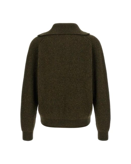 Jil Sander Ribbed Half-Zip Sweater in het Green voor heren