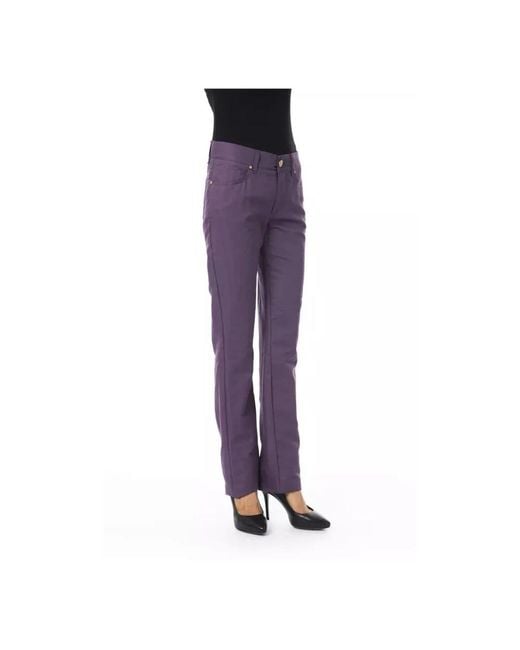 Byblos Purple Slim-Fit Trousers