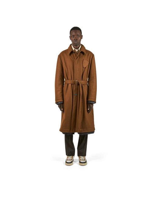 Philippe Model Brown Belted Coats for men