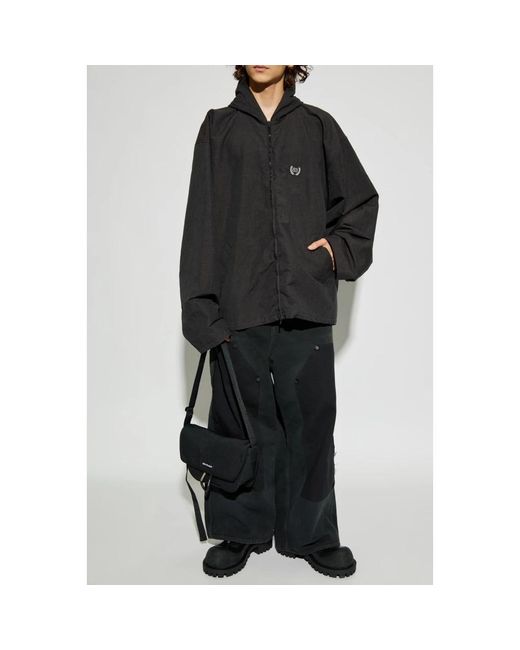 Balenciaga Jassen ,Zwart ,Katoen Oversized Jas Met Capuchon in het Black voor heren