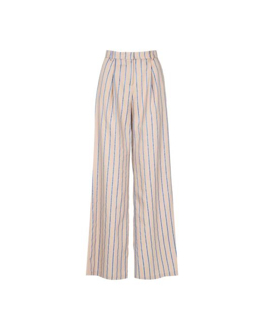 Pantaloni in cotone a vita alta e gamba ampia di Kaos in Natural
