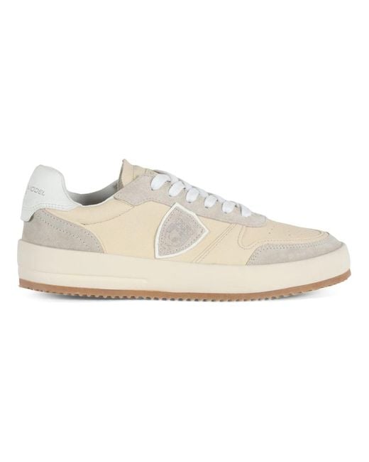 Philippe Model Schoenen ,Leer Leren Sneakers Met Veters in het White