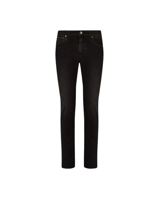 Dolce & Gabbana Dunkelgraue Slim Fit Stretch Jeans in Black für Herren