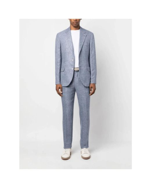 Brunello Cucinelli Blue Single Breasted Suits for men