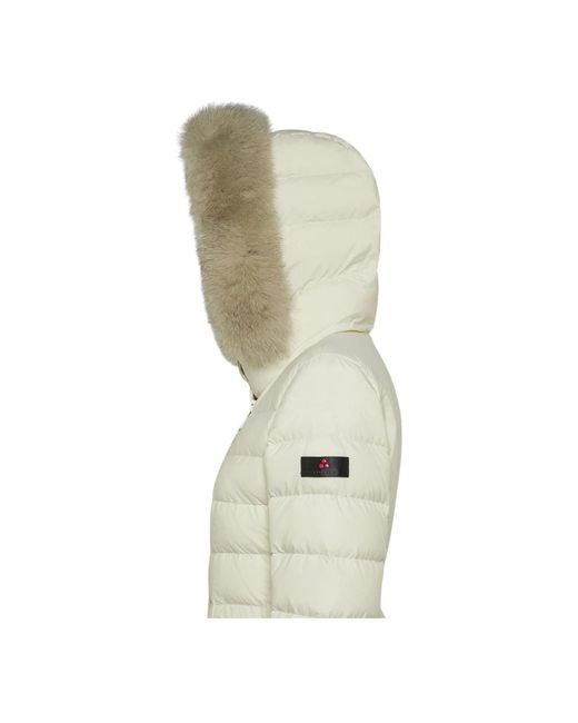 Peuterey Jassen ,Polyester Bontafwerking Lange Gewatteerde Donsjas in het Gray