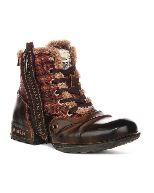 Replay Brown Lace-Up Boots for men