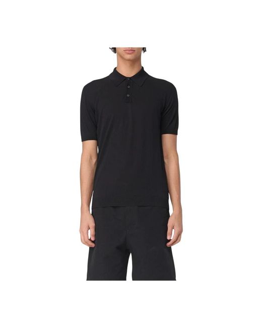 Roberto Collina Gebreid Poloshirt Met Korte Mouwen in het Black voor heren