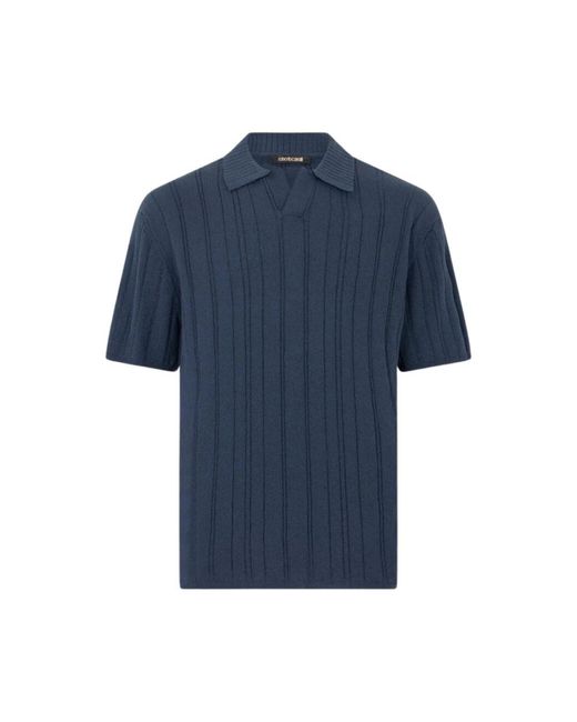 Roberto Cavalli Blue V-Neck Knitwear for men