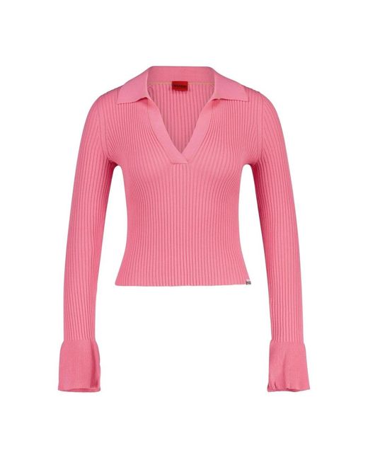 Boss Pink V-Neck Knitwear