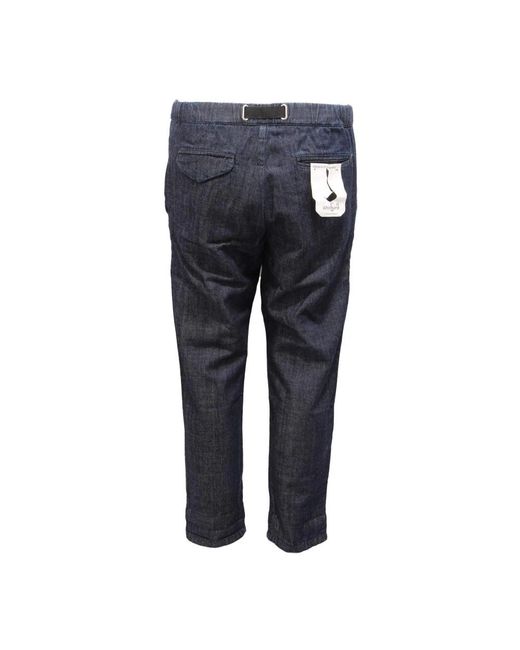 White Sand Blue Straight Trousers for men
