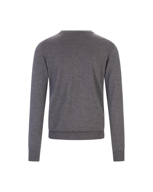 Fedeli Gray Round-Neck Knitwear for men