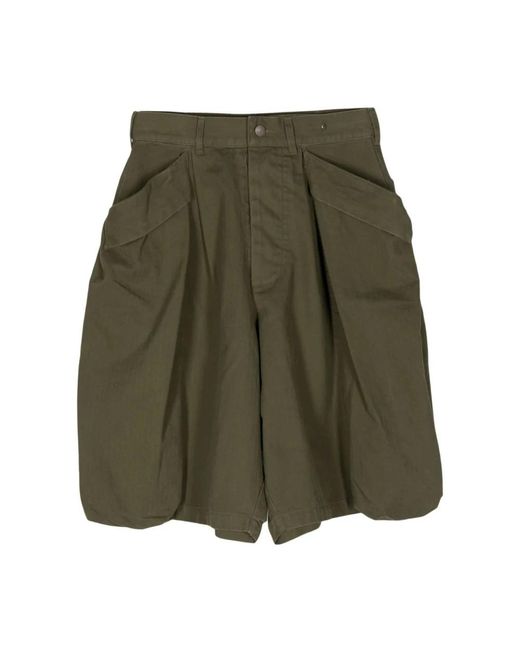 R13 Green Oliv herringbone multipocket shorts
